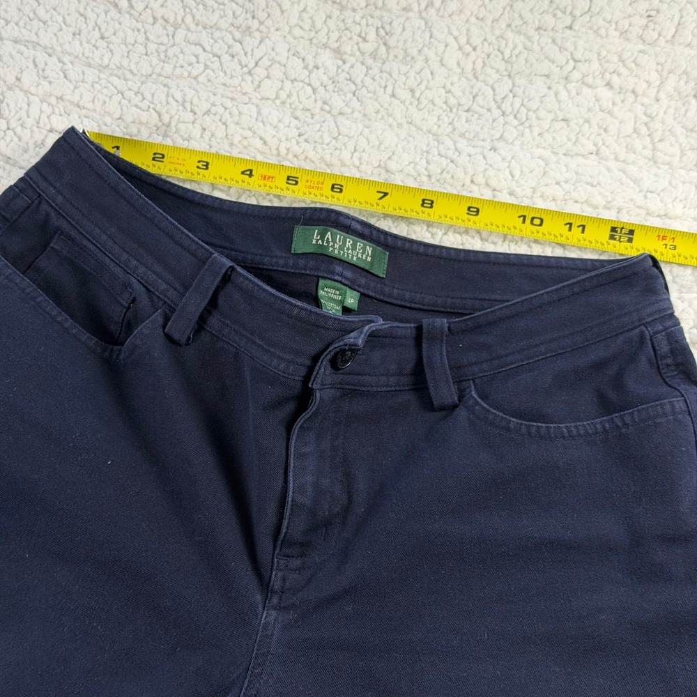 Lauren Ralph Lauren Petite Navy Blue Straight Leg Stretch Pants 4P Cotton Blend - Picture 6 of 10